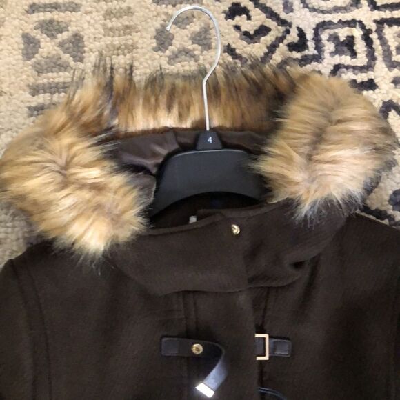 Cole Haan Women's Signature Hooded Wool Duffle Coat Brown/Loden Size 4 NWT - Picture 7 of 9